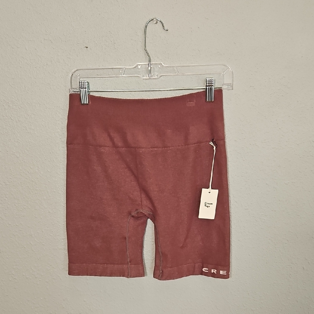 NEW Cream Yoga Seamless Biker Shorts In Rose Taupe